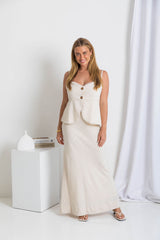 Mae Bias Cut Maxi Skirt - Natural - The Self Styler