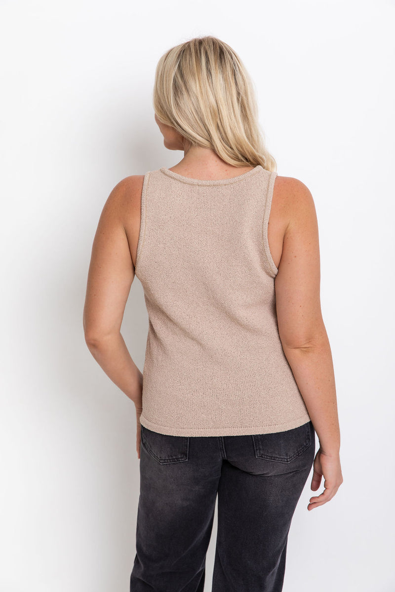 Ciara V-Neck Top - Tan - The Self Styler