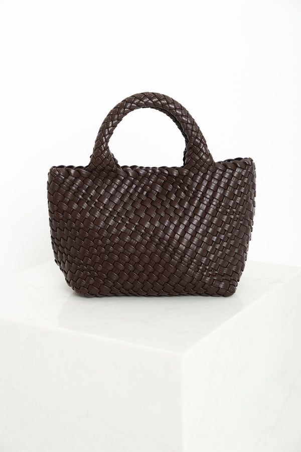 Lilah Woven Mini Tote Bag - Chocolate