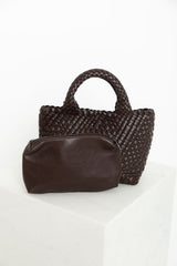 Lilah Woven Mini Tote Bag - Chocolate - The Self Styler