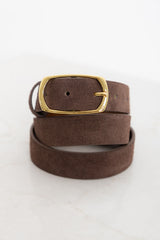 Stella Genuine Suede Leather Belt - Mocha - The Self Styler