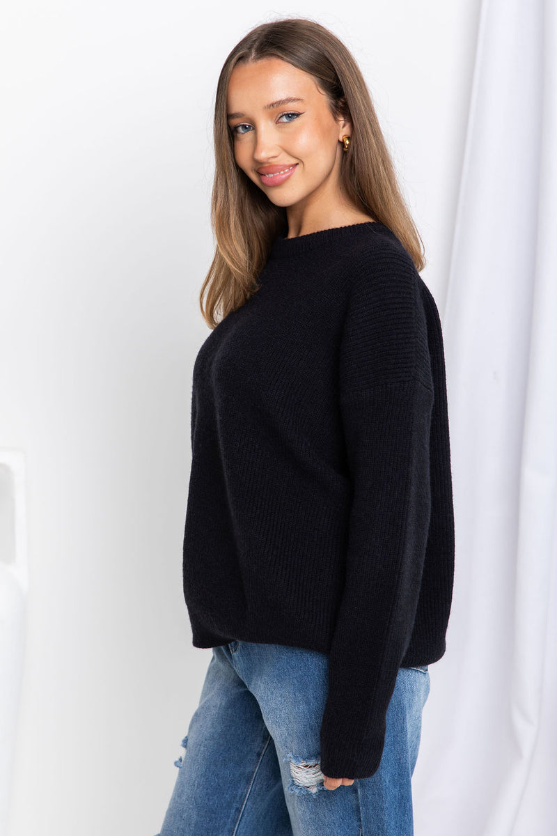 Jolie Knit Top - Black - The Self Styler