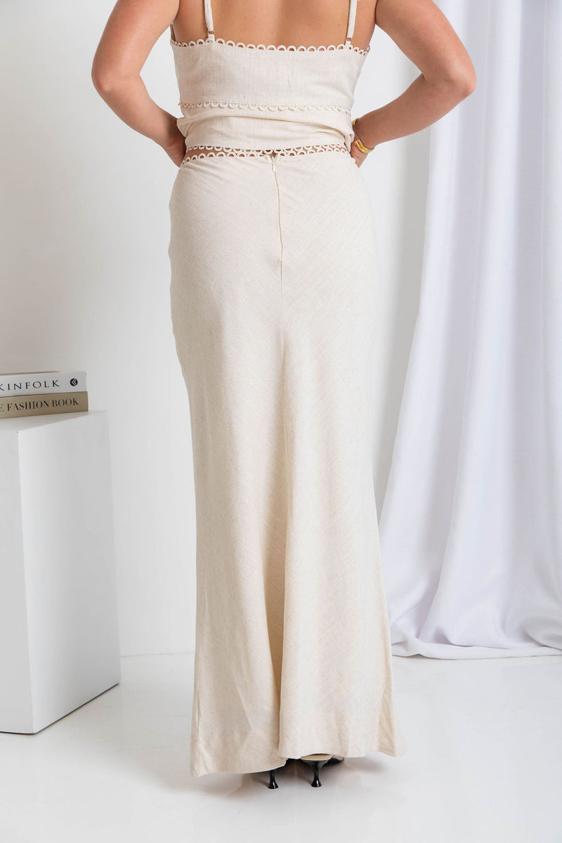 Mae Bias Cut Maxi Skirt - Natural - The Self Styler