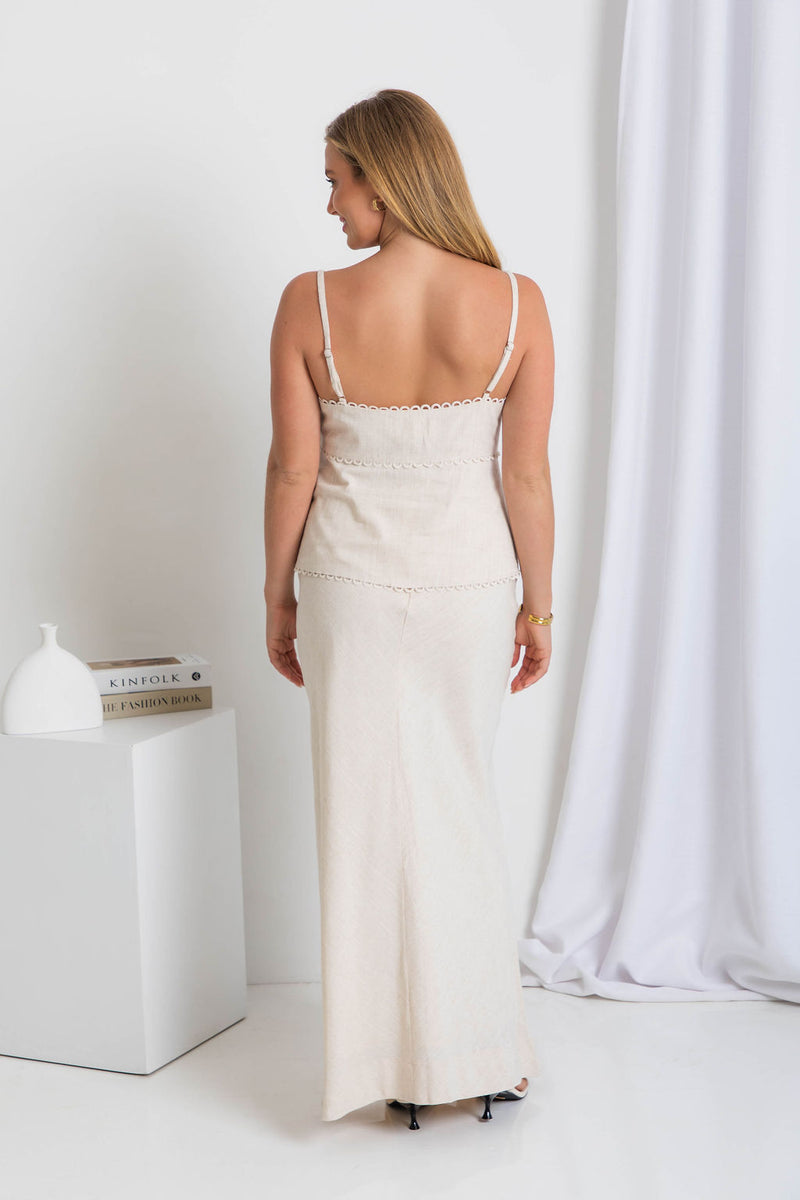 Mae Bias Cut Maxi Skirt - Natural - The Self Styler