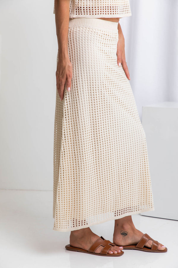 Florence Crochet Midi Skirt - Natural - The Self Styler