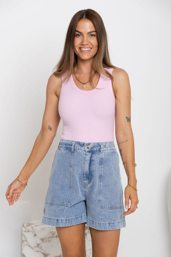 Leni Scoop Tank - Pink