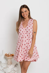 London Swing Dress - Pink and Red Polka Dot - The Self Styler