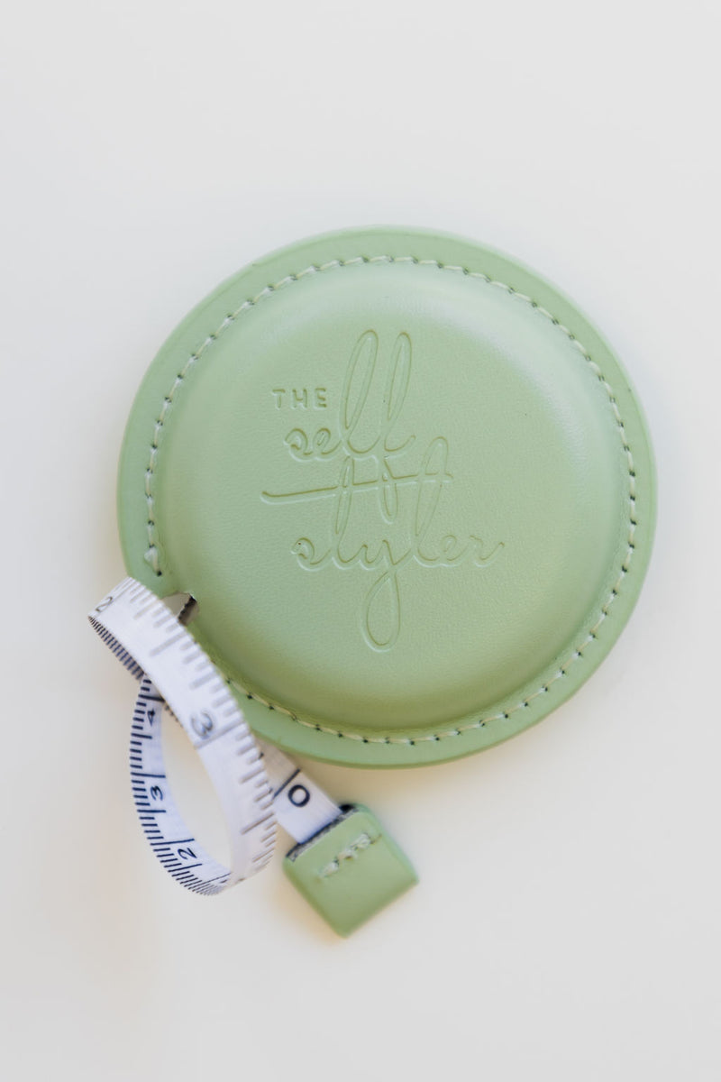 The Self Styler Retractable Measuring Tape - Faux Leather - Pistachio Green - The Self Styler