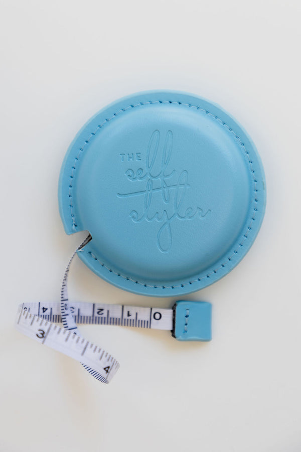 The Self Styler Retractable Measuring Tape - Faux Leather - Light Blue