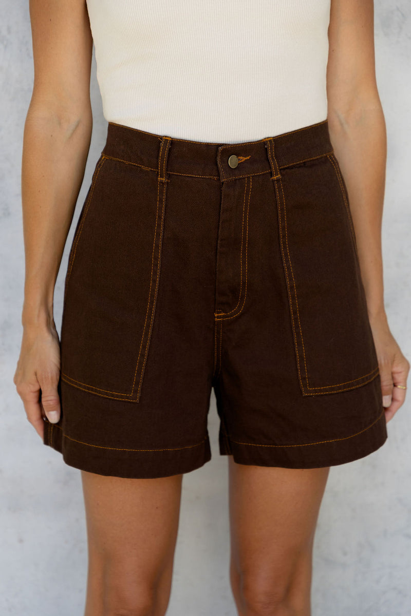 Byron Denim Shorts - Espresso - The Self Styler
