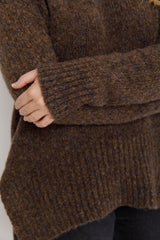 Sascha Knit Jumper - Choc Marle - The Self Styler