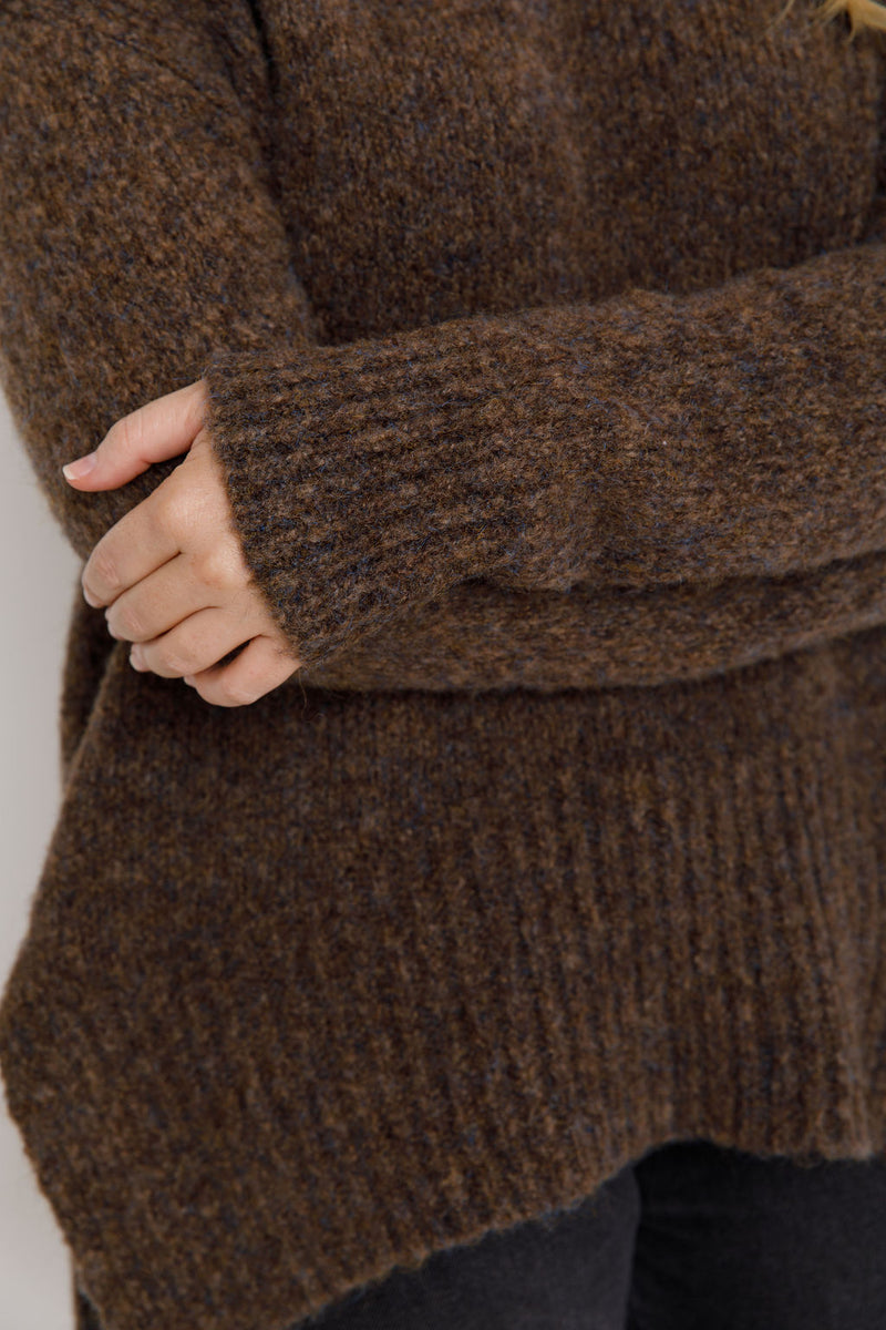 Sascha Knit Jumper - Choc Marle - The Self Styler