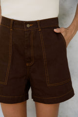 Byron Denim Shorts - Espresso - The Self Styler