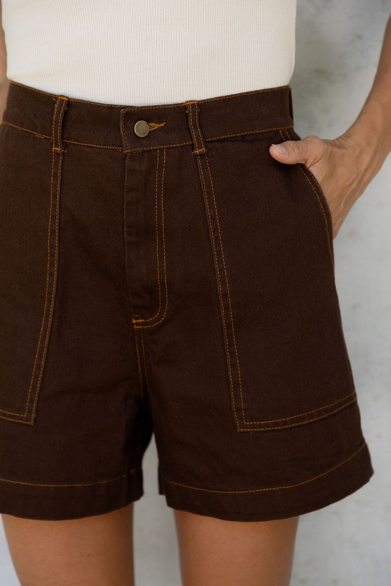 Byron Denim Shorts - Espresso - The Self Styler