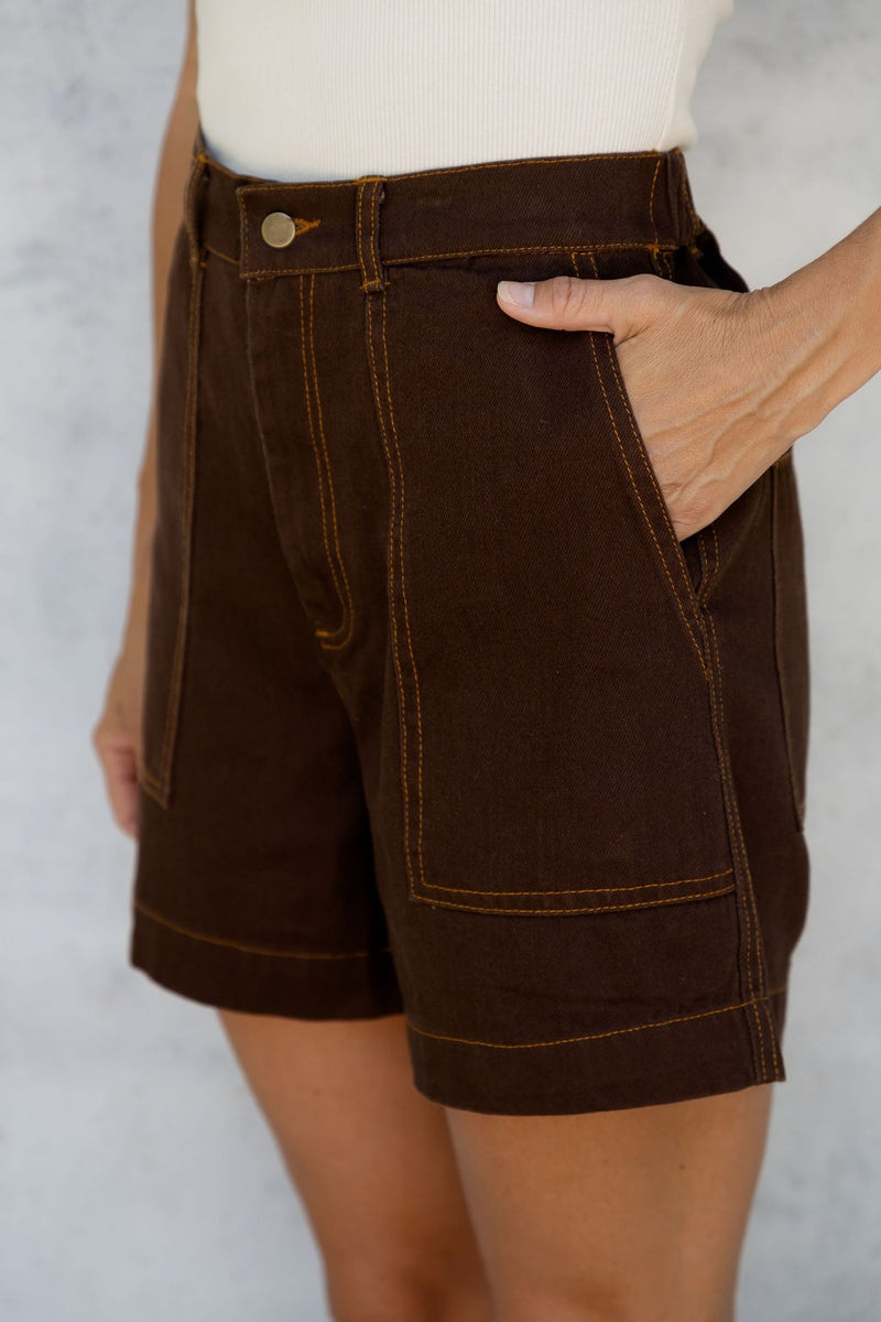 Byron Denim Shorts - Espresso - The Self Styler