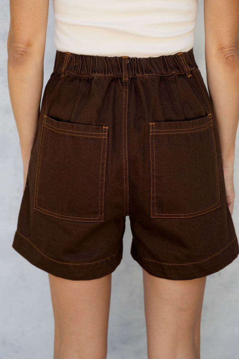 Byron Denim Shorts - Espresso - The Self Styler