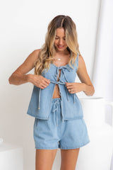 Stella Denim Shorts - Light Wash - The Self Styler