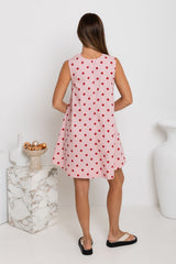 London Swing Dress - Pink and Red Polka Dot - The Self Styler