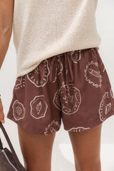 Naia Shorts - Hayman Print - Choc - The Self Styler