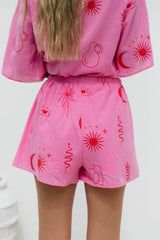 Lyla Shorts - Pink Palm Print - The Self Styler