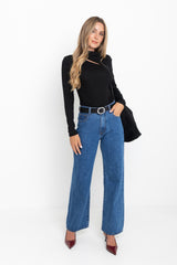 Dakota Straight-Leg Denim Jeans - Mid Blue Wash - The Self Styler Exclusive - The Self Styler