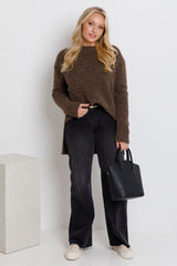 Sascha Knit Jumper - Choc Marle - The Self Styler