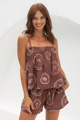 Naia Shorts - Hayman Print - Choc - The Self Styler