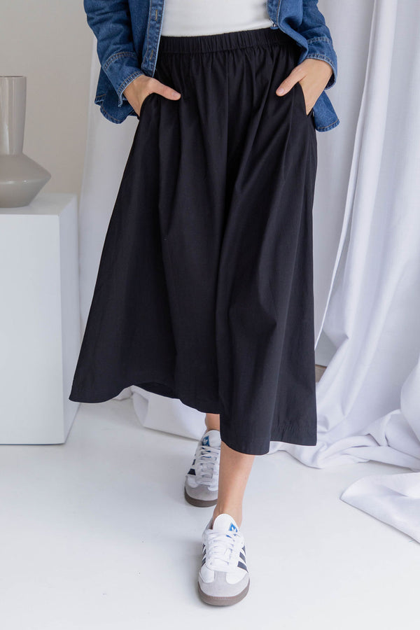 Carmen A-line Midi Skirt - Black - The Self Styler