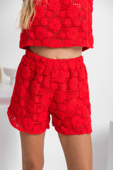 Eden Crochet Shorts - Red - The Self Styler