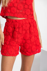 Eden Crochet Shorts - Red - The Self Styler