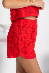 Eden Crochet Shorts - Red - The Self Styler