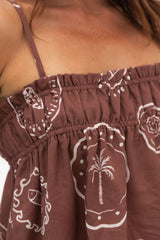 Myra Cami Top - Hayman Print - Choc - The Self Styler