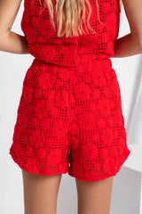 Eden Crochet Shorts - Red - The Self Styler