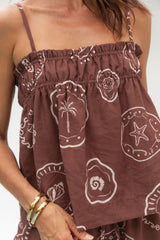 Myra Cami Top - Hayman Print - Choc - The Self Styler