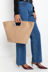 Asha Stitched Tote Bag - Nude - The Self Styler