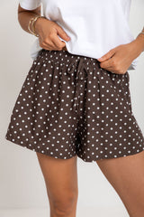Lennon Polka Dot Shorts - Chocolate and White - The Self Styler