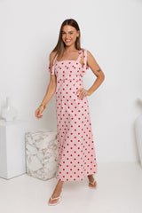 Rosie Midi Dress - Pink and Red Polka Dot - The Self Styler