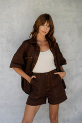 Byron Denim Shorts - Espresso - The Self Styler