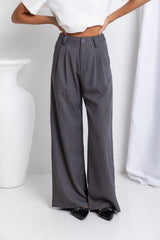 Asher Wide-Leg Pants - Dark Grey - The Self Styler
