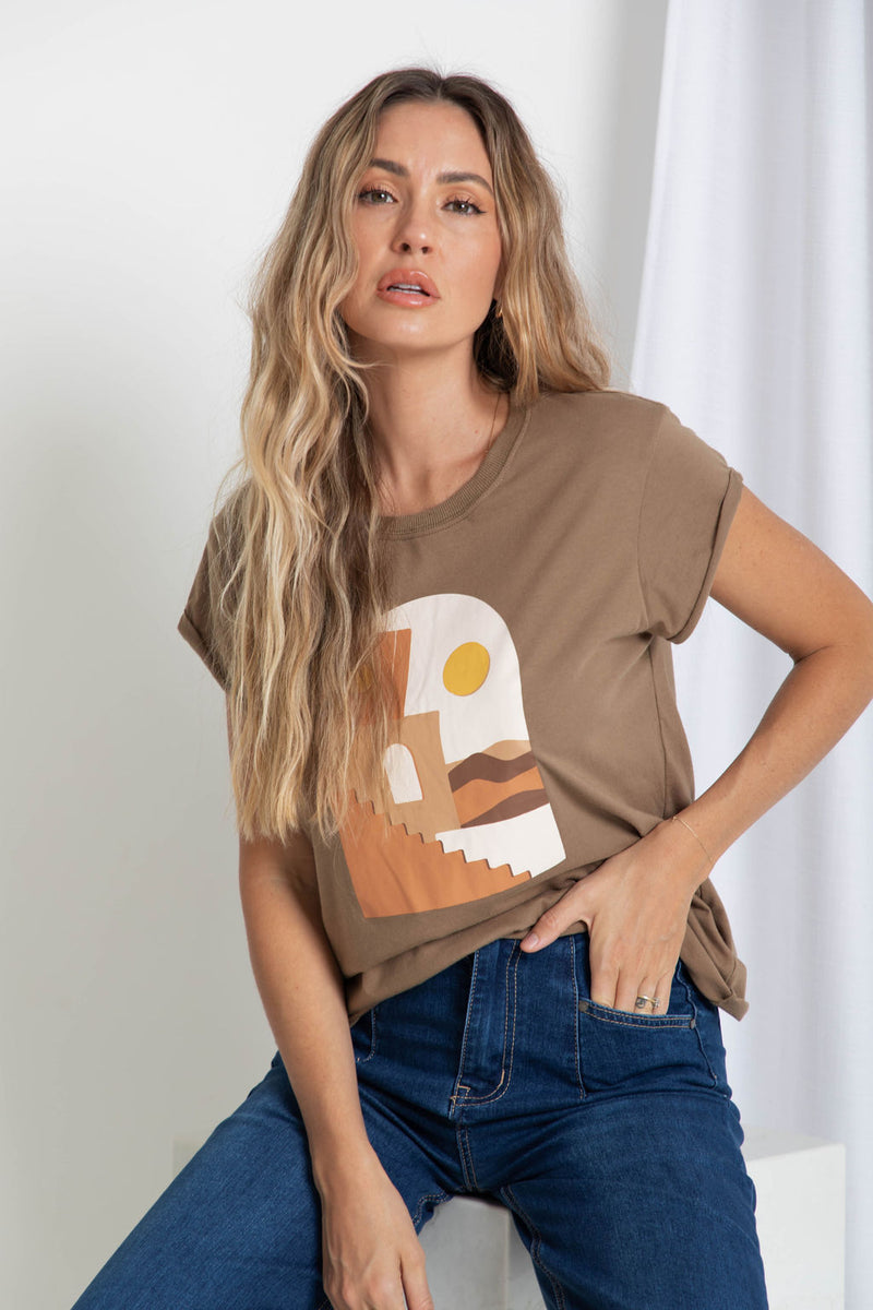 Sahara Graphic Tee - Khaki - The Self Styler