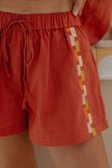 Alba Linen Shorts - Papaya - The Self Styler