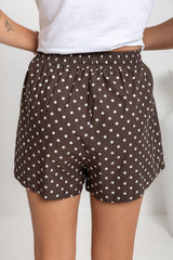 Lennon Polka Dot Shorts - Chocolate and White - The Self Styler