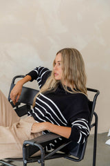 Kristin Stripe Knit Top - Black - The Self Styler