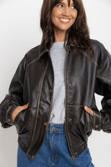 Eddie Faux Leather Jacket - Choc Brown - The Self Styler