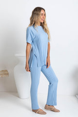 Amari Knit Pant - Blue - The Self Styler