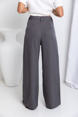 Asher Wide-Leg Pants - Dark Grey - The Self Styler