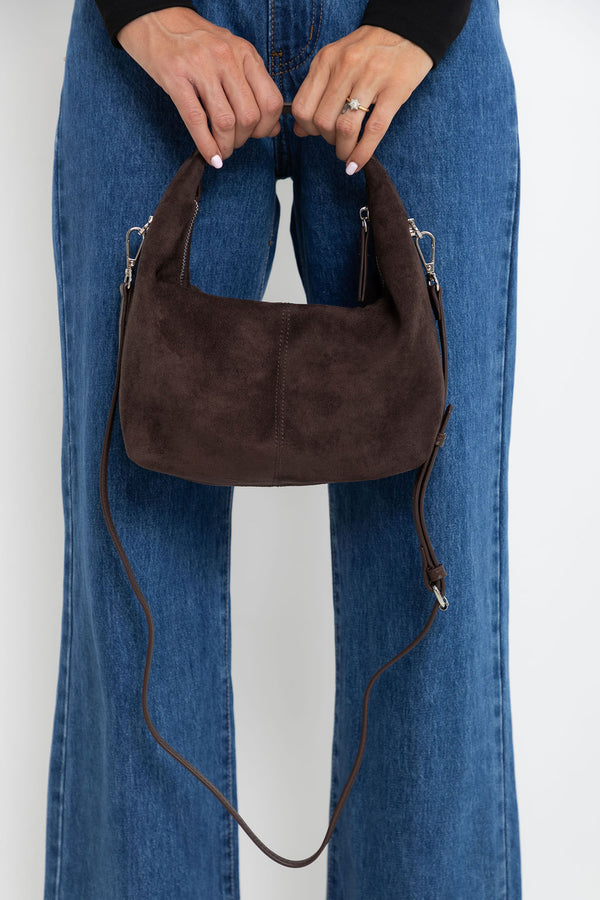 Luca Mini Suede Bag - Chocolate Brown