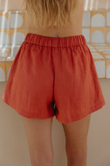 Alba Linen Shorts - Papaya - The Self Styler