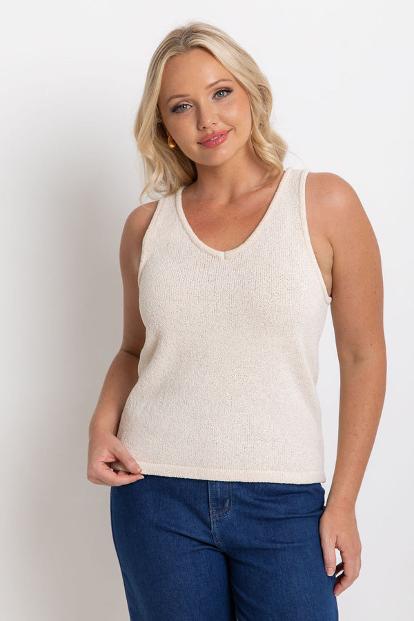 Ciara V-Neck Top - Cream - The Self Styler