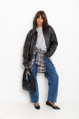 Eddie Faux Leather Jacket - Choc Brown - The Self Styler